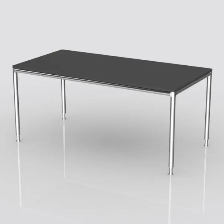 Minimalist Metal Black Top Dining Table 3D Model